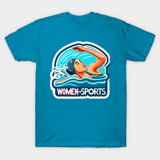 Aquatic Strength: Women in Sports Swimming T-Shirt